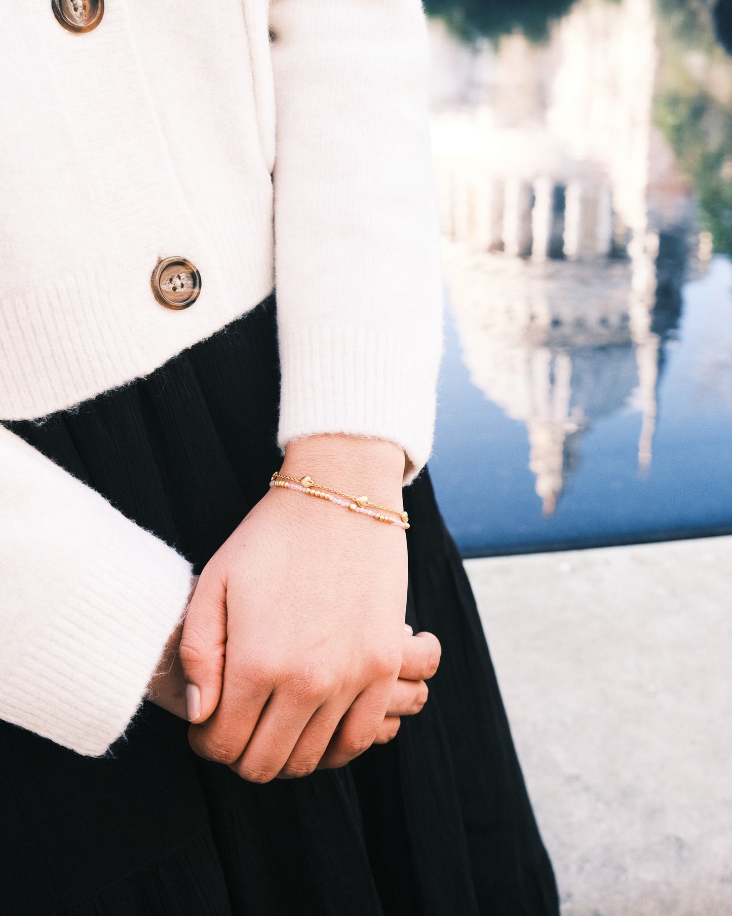 MUTU ROSE QUARTZ BEADED BRACELET